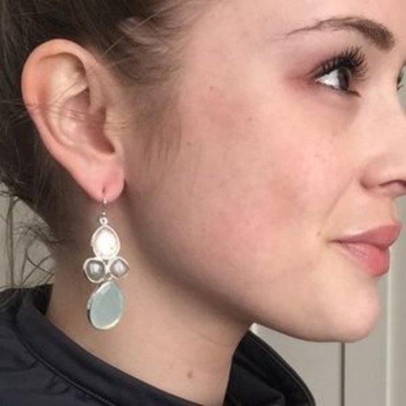 :: Stella & Dot | Retired Silver & Sea Mermaidian Sanibel Earrings - Picture 5 of 6